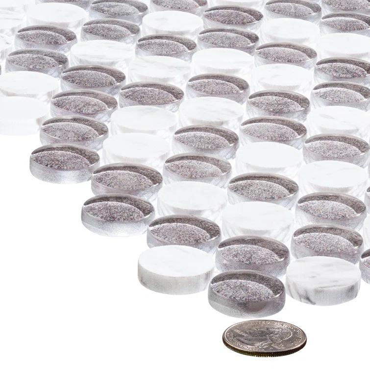 Space 3/4" Penny Round Glass & Natural Stone Mosaic Kitchen Backsplash, Bathroom, Shower, Wall and Floor Tile