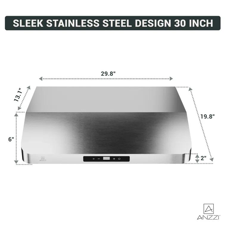 30" Stainless Steel Under Cabinet Range Hood With Washable Baffle Filter And LED Lights For Ducted Kitchen Over Stove Vent