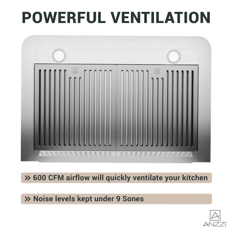 30" Stainless Steel Under Cabinet Range Hood With Washable Baffle Filter And LED Lights For Ducted Kitchen Over Stove Vent