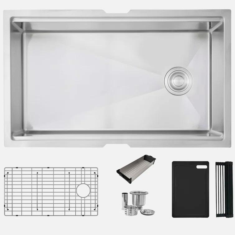 Stylish Versa33 Undermount 33" Workstation 16-gauge Single-Bowl Kitchen Sink