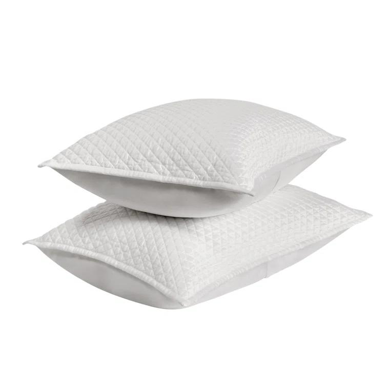 White Quilted Sateen Cotton Standard Pillow Sham