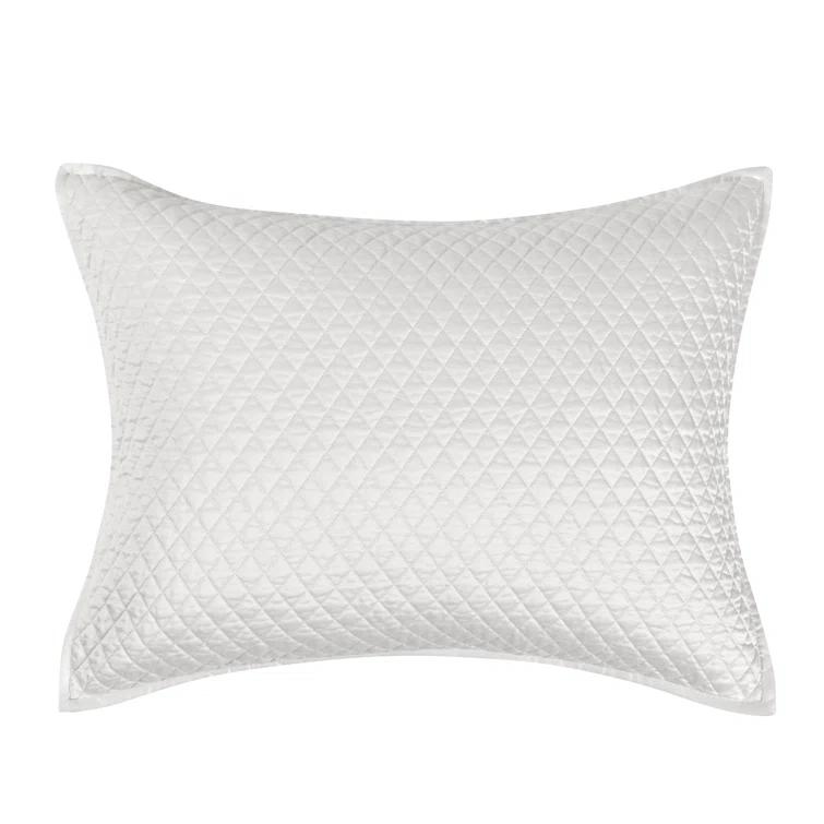 White Quilted Sateen Cotton Standard Pillow Sham