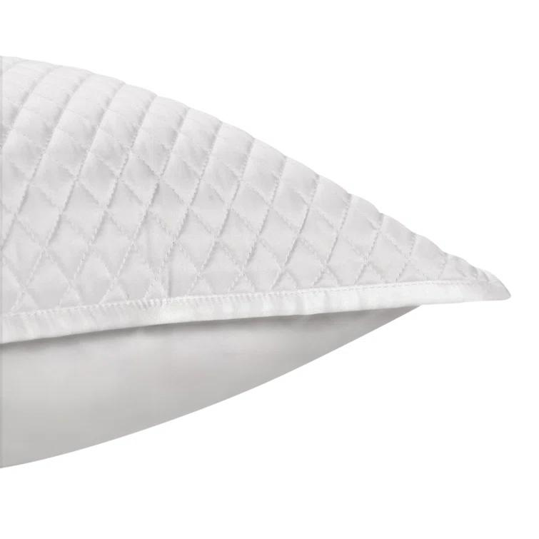 White Quilted Sateen Cotton Standard Pillow Sham