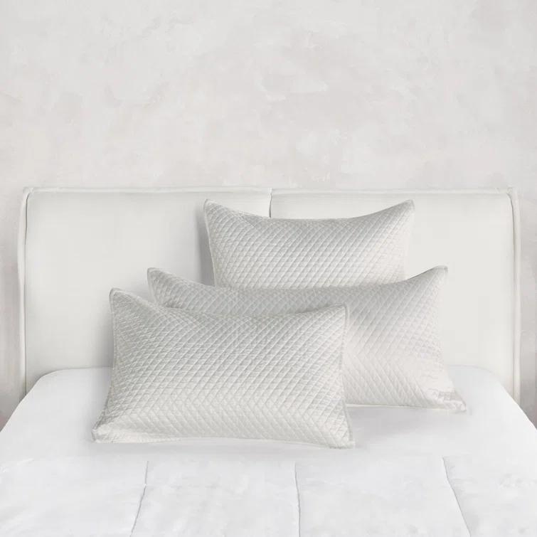 White Quilted Sateen Cotton Standard Pillow Sham