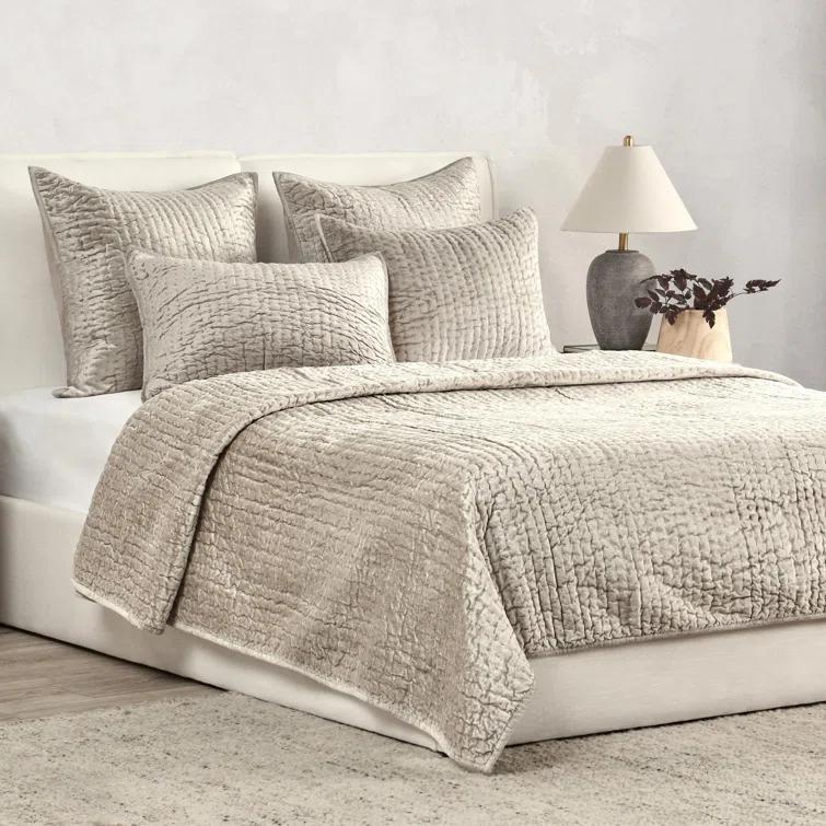 Dimitry 100% Rayon Velvet Sage Green Queen Quilt by Kosas Home