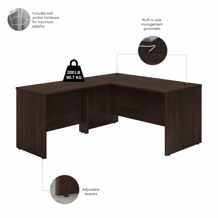 Bush Business Furniture Studio C L Shaped Desk with Mobile File Cabinet and Return