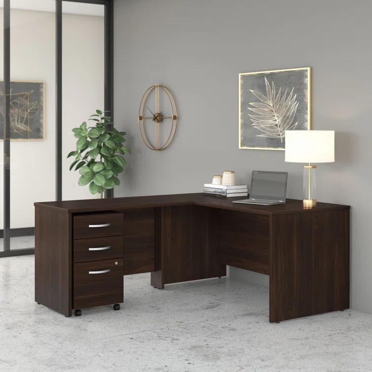 Bush Business Furniture Studio C L Shaped Desk with Mobile File Cabinet and Return
