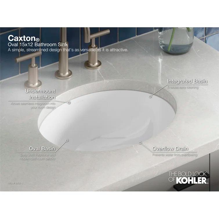 Caxton® Ceramic Oval Undermount Bathroom Sink with Overflow