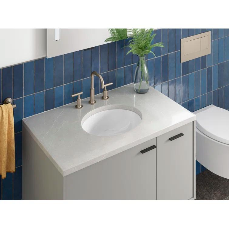 Caxton® Ceramic Oval Undermount Bathroom Sink with Overflow