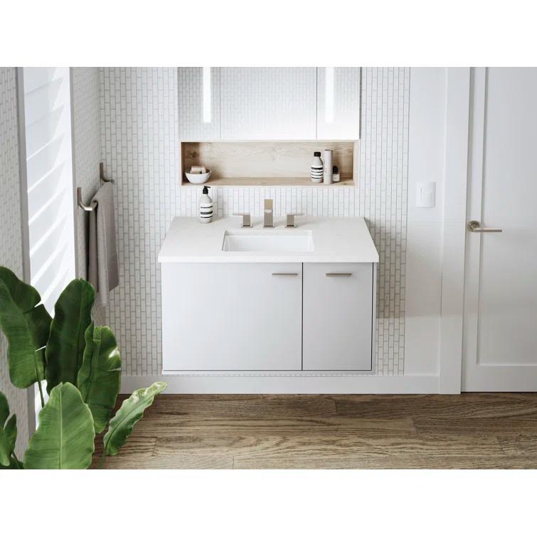 Verticyl 17" Rectangular Under-Mount Bathroom Sink with Overflow Drain