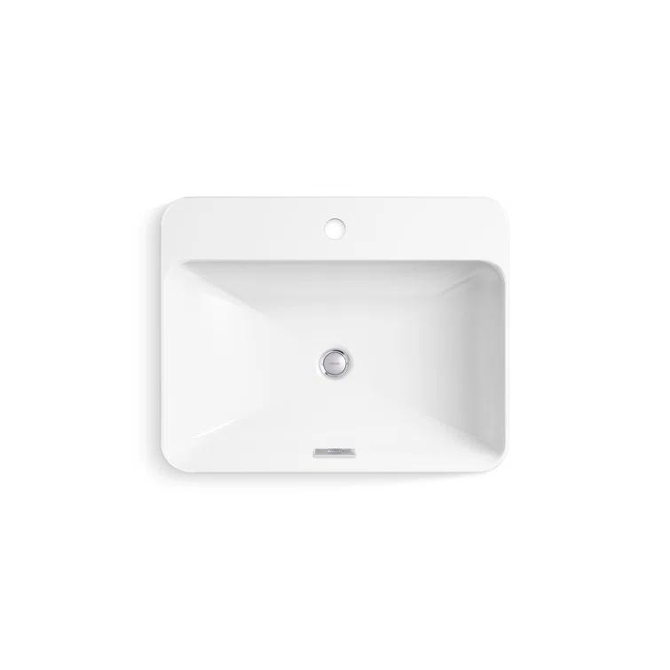 Vox® Vitreous China Rectangular Vessel Bathroom Sink with Overflow