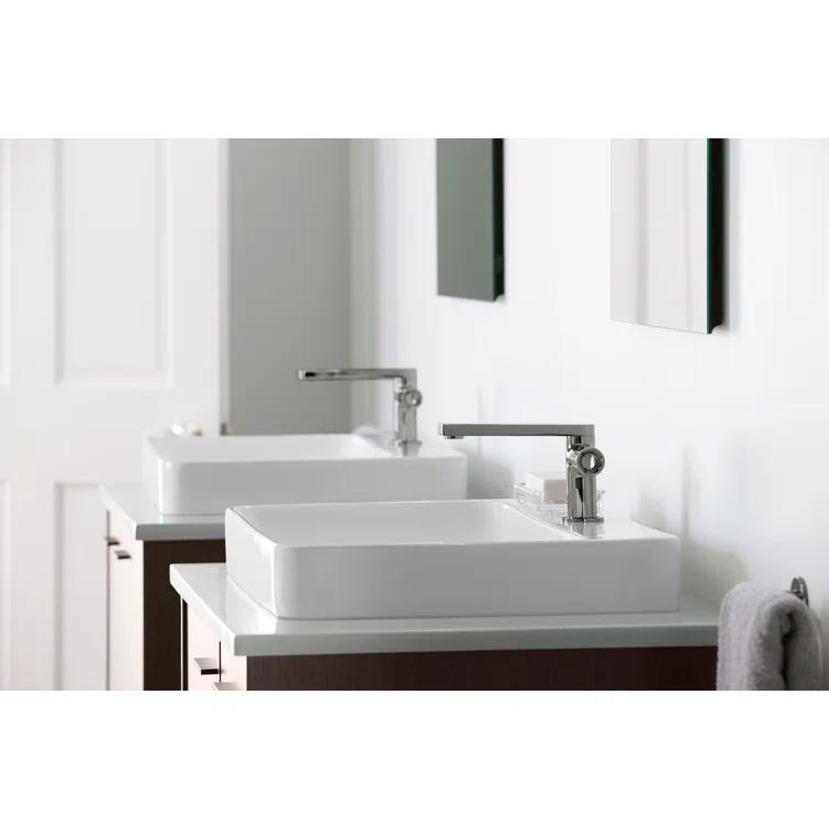 Vox® Vitreous China Rectangular Vessel Bathroom Sink with Overflow