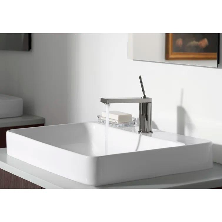Vox® Vitreous China Rectangular Vessel Bathroom Sink with Overflow