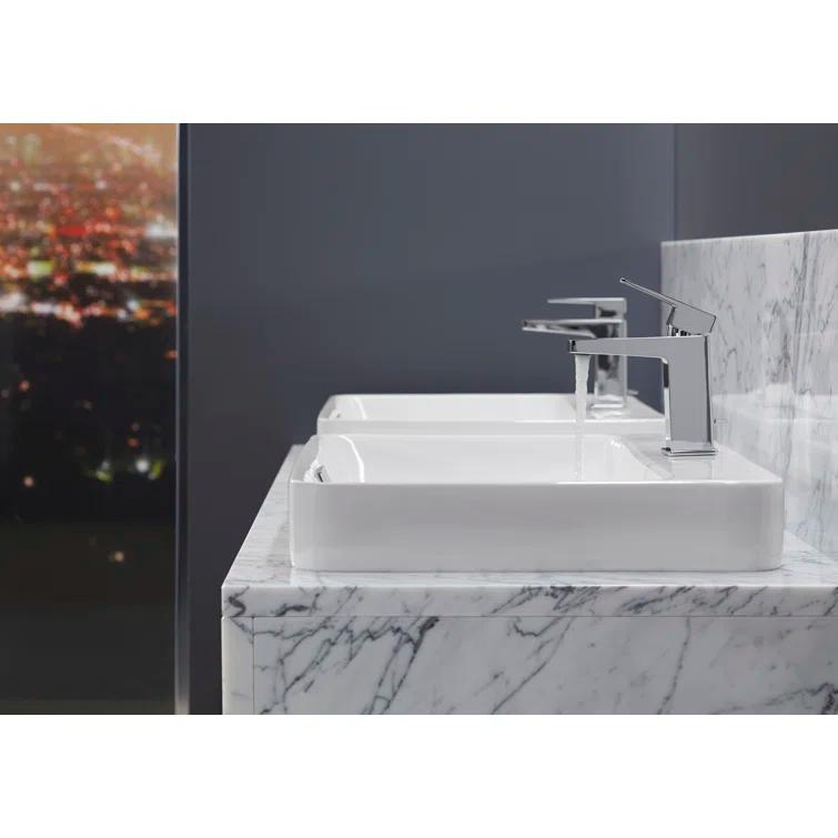 Vox® Vitreous China Rectangular Vessel Bathroom Sink with Overflow