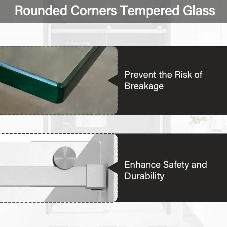 44"-48" W x 76" H Frameless Single Sliding Shower Door with Soft-Closing and Clear Tempered Glass