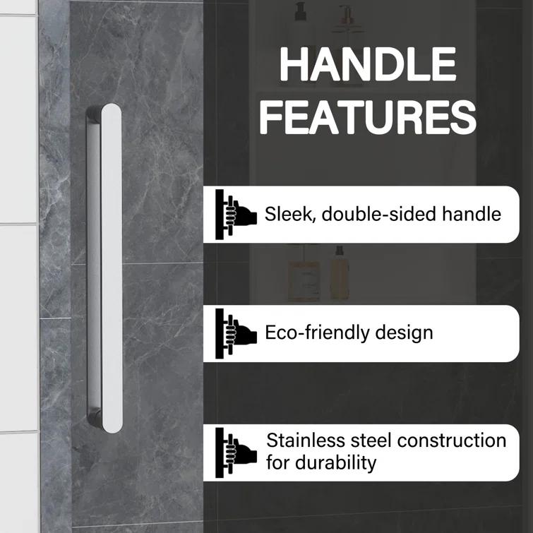 44"-48" W x 76" H Frameless Single Sliding Shower Door with Soft-Closing and Clear Tempered Glass
