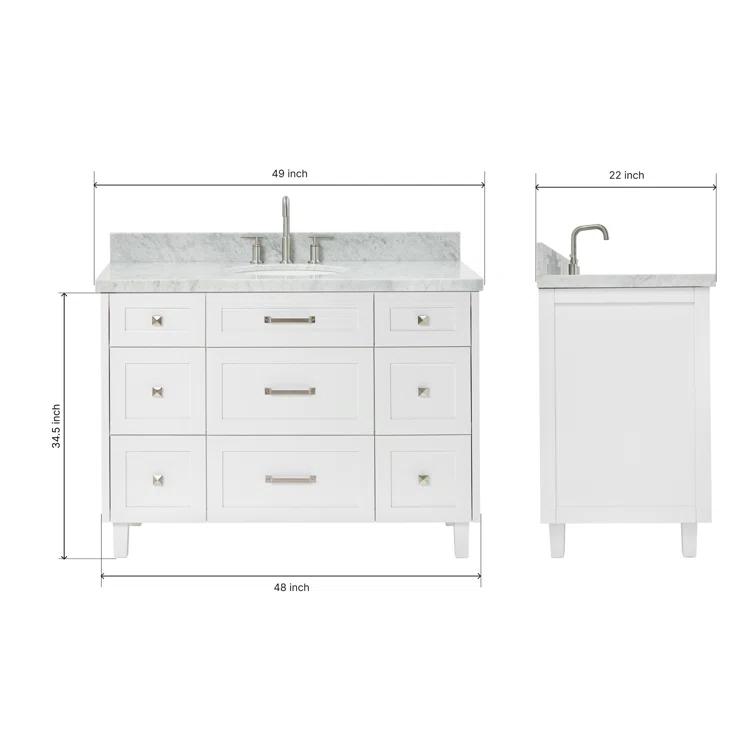 ARIEL Monrow 49 Single Sink Bathroom Vanity with Italian Carrara Marble Top