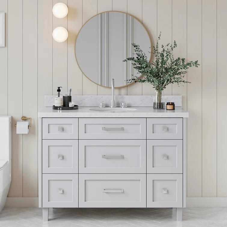 ARIEL Monrow 49 Single Sink Bathroom Vanity with Italian Carrara Marble Top