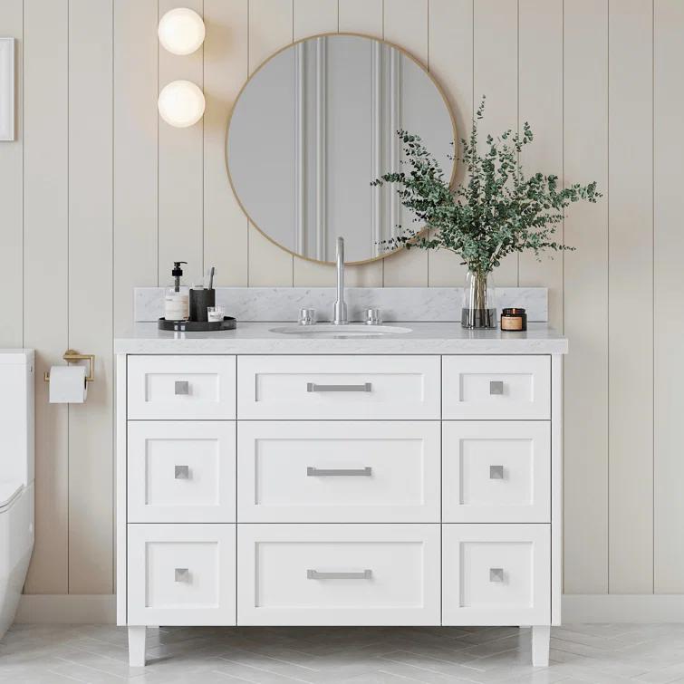ARIEL Monrow 49 Single Sink Bathroom Vanity with Italian Carrara Marble Top
