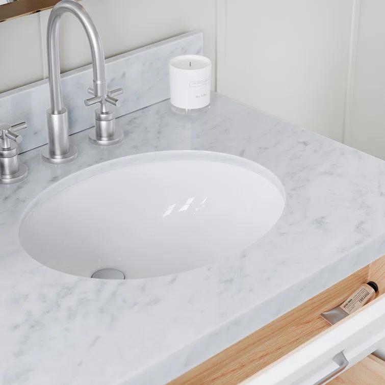 ARIEL Monrow 73 Double Sink Bathroom Vanity with Italian Carrara Marble Top