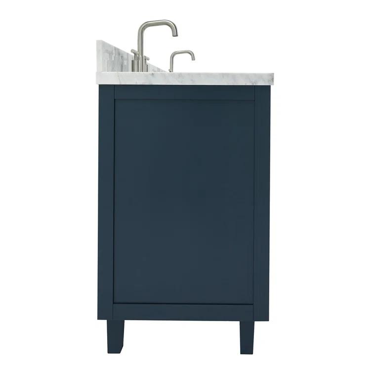 ARIEL Monrow 73 Double Sink Bathroom Vanity with Italian Carrara Marble Top