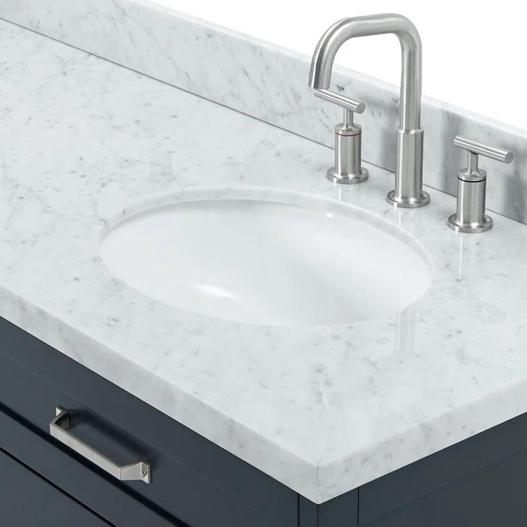 ARIEL Monrow 73 Double Sink Bathroom Vanity with Italian Carrara Marble Top