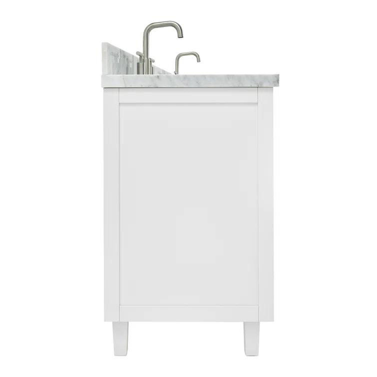 ARIEL Monrow 73 Double Sink Bathroom Vanity with Italian Carrara Marble Top