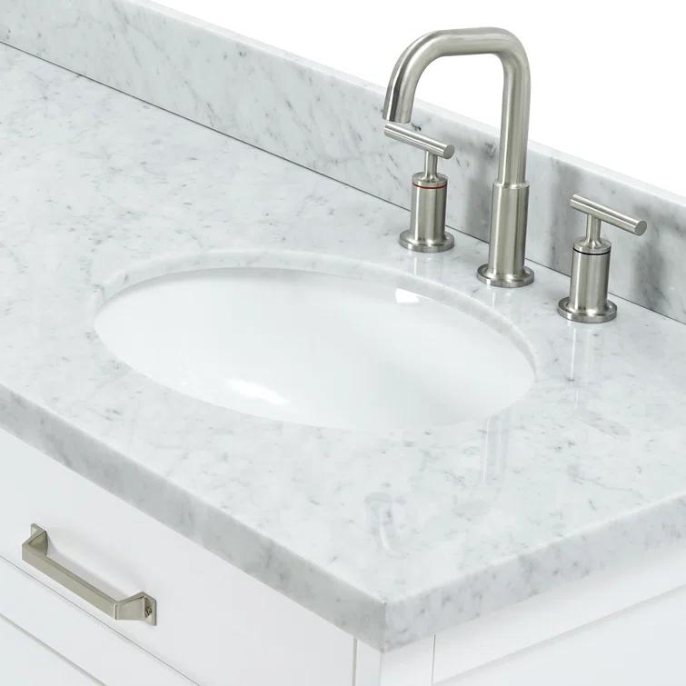 ARIEL Monrow 73 Double Sink Bathroom Vanity with Italian Carrara Marble Top