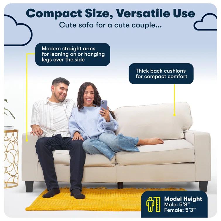 Serta Palisades 73" Track Arm Sofa, Easy Care Fabric, Soft Pillow Back, Pocket Coil Seat Cushions