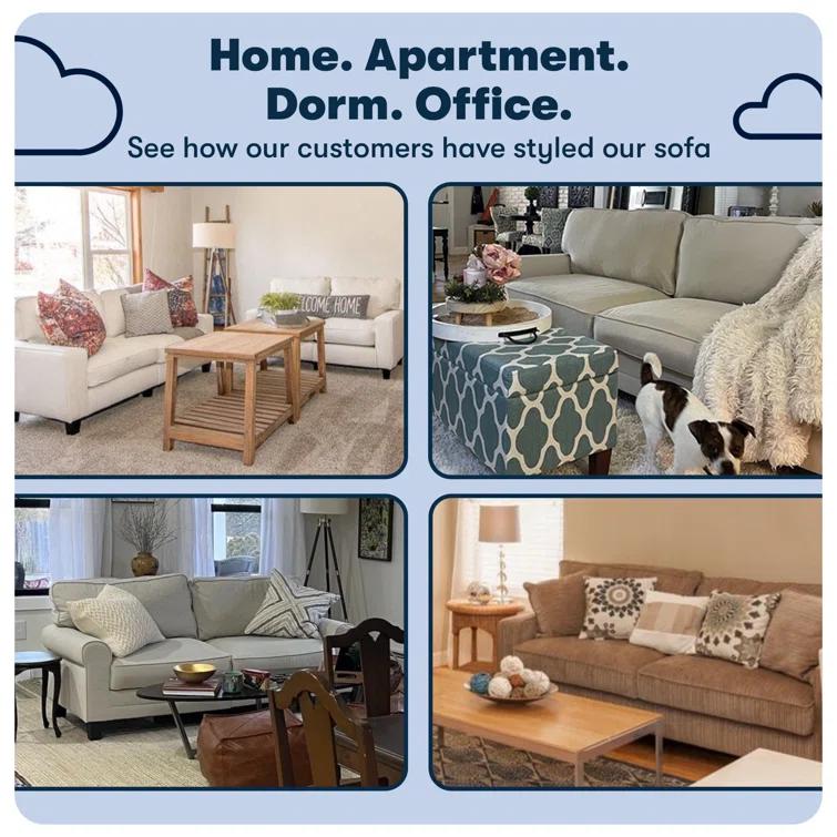 Serta Palisades 73" Track Arm Sofa, Easy Care Fabric, Soft Pillow Back, Pocket Coil Seat Cushions