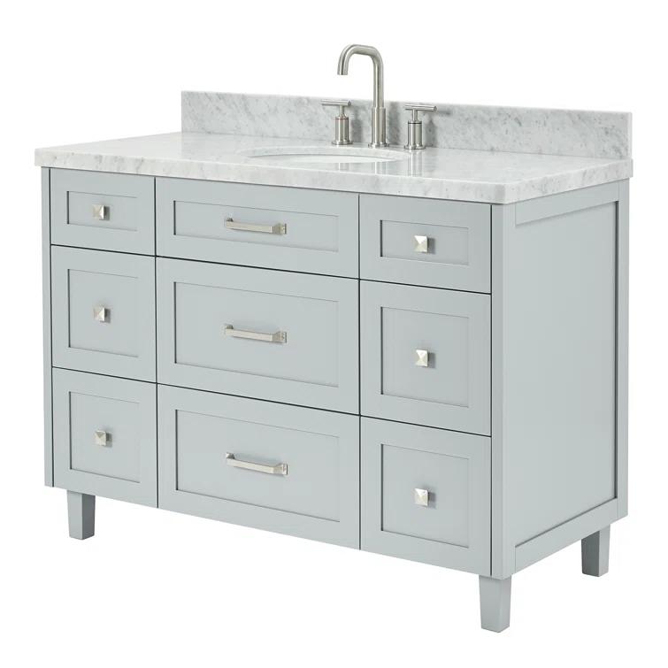 ARIEL Monrow 49 Single Sink Bathroom Vanity with Italian Carrara Marble Top