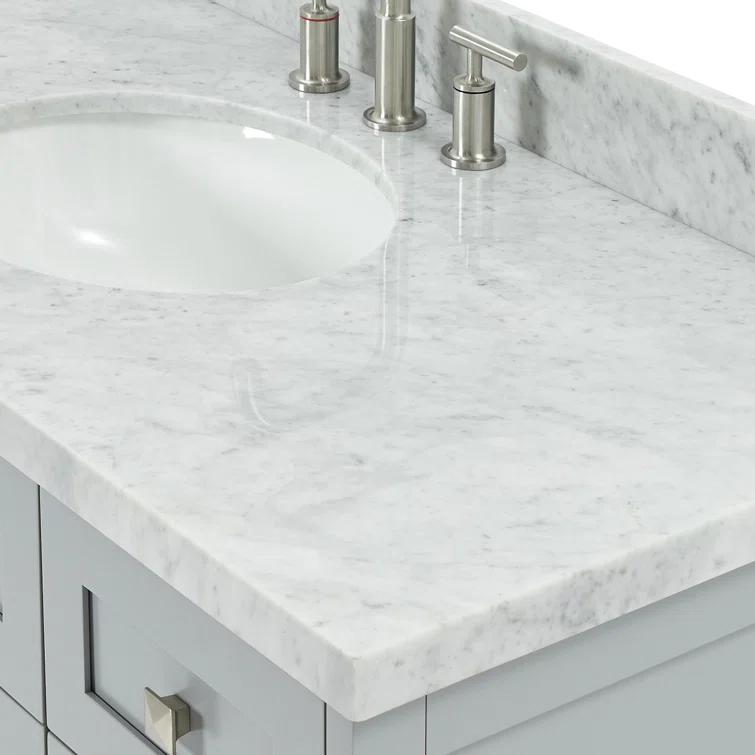 ARIEL Monrow 49 Single Sink Bathroom Vanity with Italian Carrara Marble Top