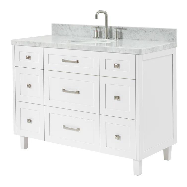 ARIEL Monrow 49 Single Sink Bathroom Vanity with Italian Carrara Marble Top