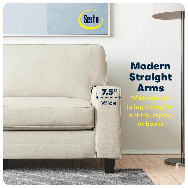 Serta Palisades 73" Track Arm Sofa, Easy Care Fabric, Soft Pillow Back, Pocket Coil Seat Cushions
