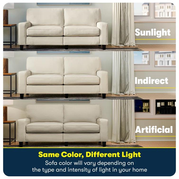 Serta Palisades 73" Track Arm Sofa, Easy Care Fabric, Soft Pillow Back, Pocket Coil Seat Cushions