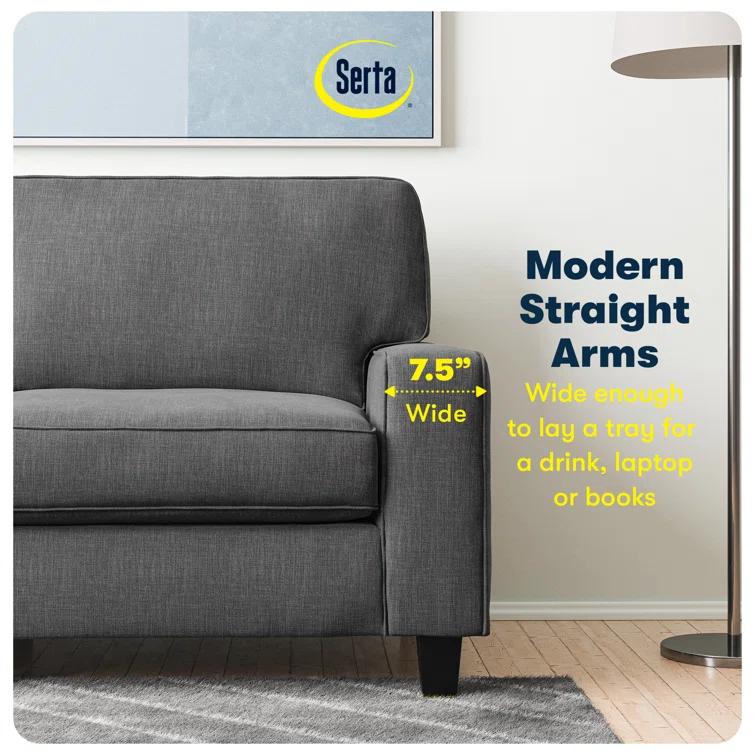 Serta Palisades 73" Track Arm Sofa, Easy Care Fabric, Soft Pillow Back, Pocket Coil Seat Cushions