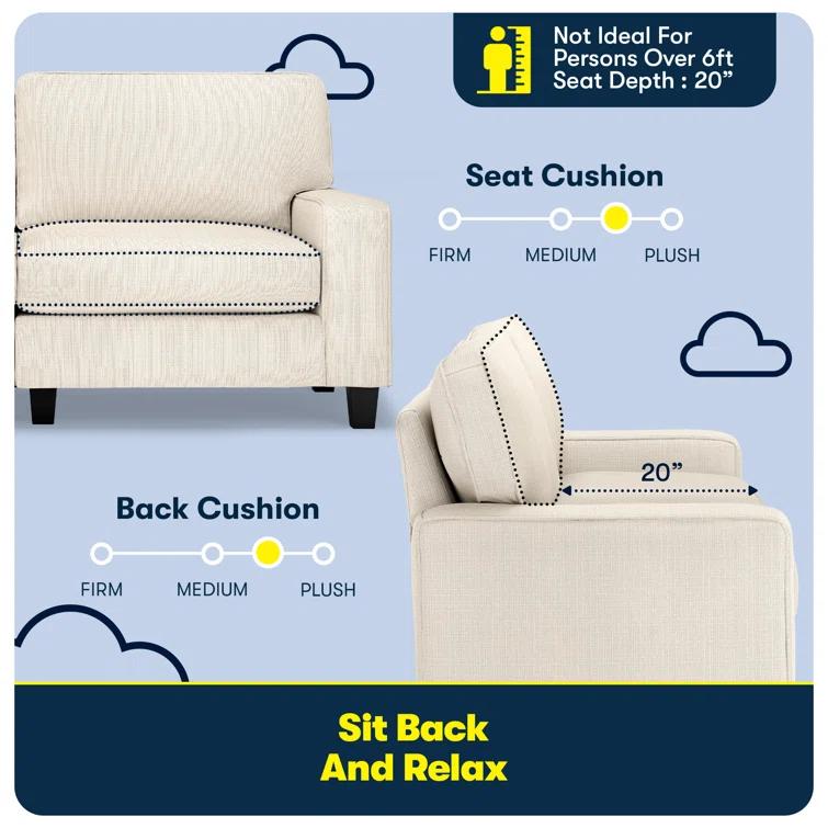 Serta Palisades 73" Track Arm Sofa, Easy Care Fabric, Soft Pillow Back, Pocket Coil Seat Cushions