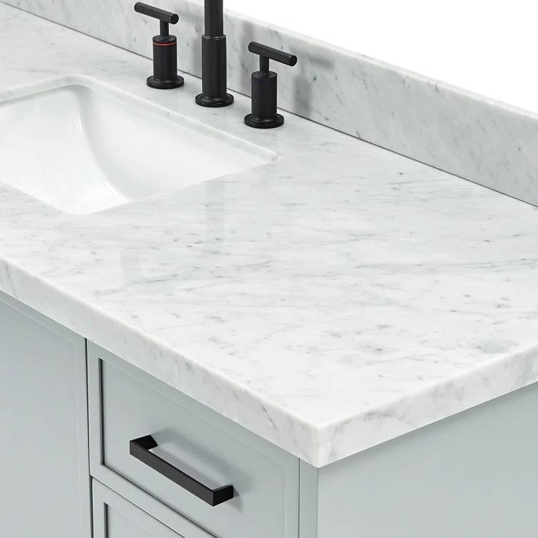 ARIEL Kelly 61 Single Sink Bathroom Vanity with Italian Carrara Marble Top