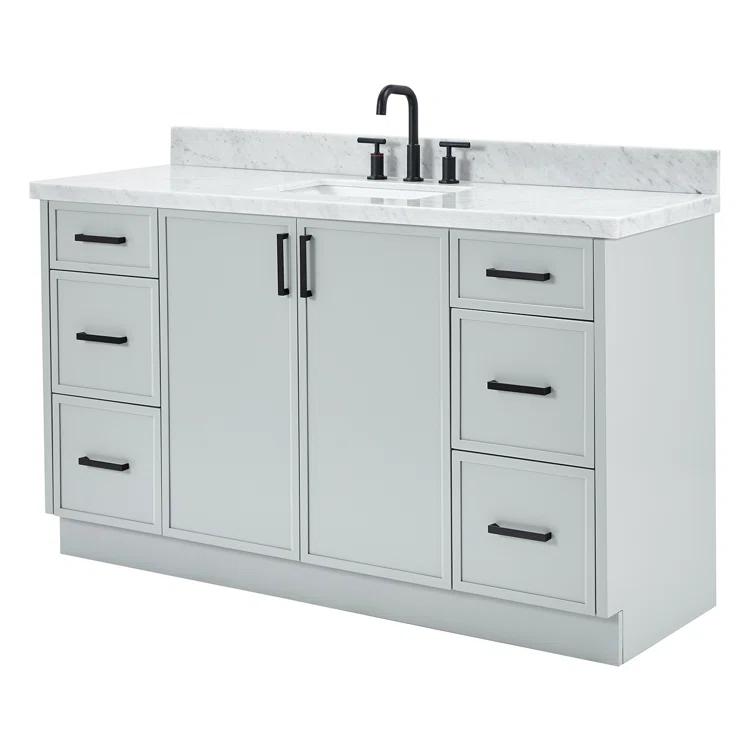 ARIEL Kelly 61 Single Sink Bathroom Vanity with Italian Carrara Marble Top