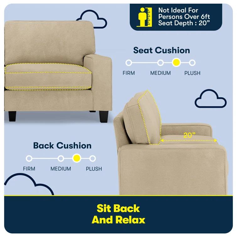 Serta Palisades 73" Track Arm Sofa, Easy Care Fabric, Soft Pillow Back, Pocket Coil Seat Cushions
