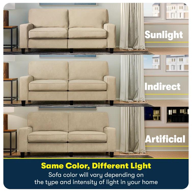 Serta Palisades 73" Track Arm Sofa, Easy Care Fabric, Soft Pillow Back, Pocket Coil Seat Cushions