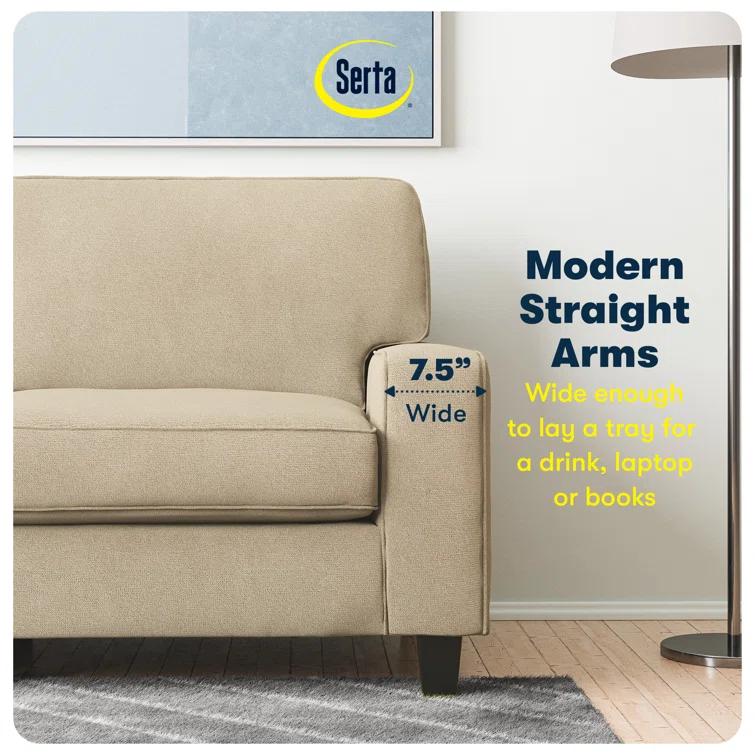 Serta Palisades 73" Track Arm Sofa, Easy Care Fabric, Soft Pillow Back, Pocket Coil Seat Cushions