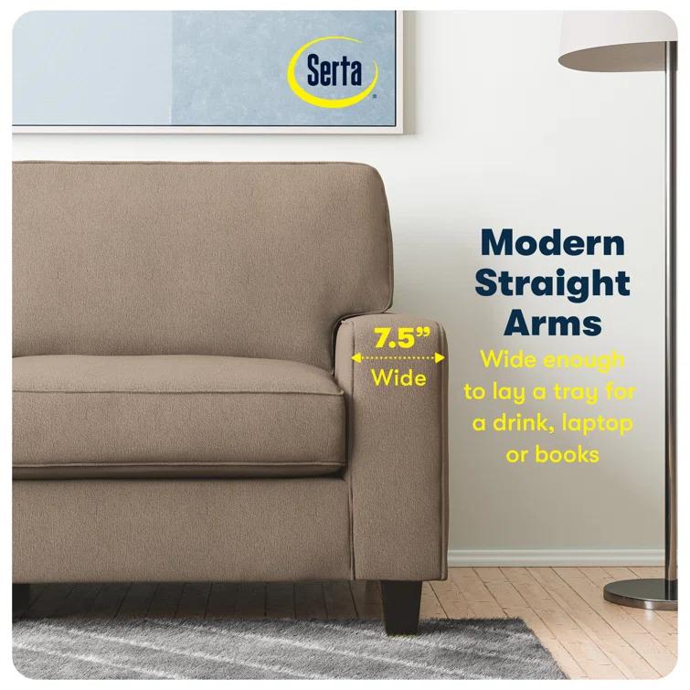Serta Palisades 73" Track Arm Sofa, Easy Care Fabric, Soft Pillow Back, Pocket Coil Seat Cushions
