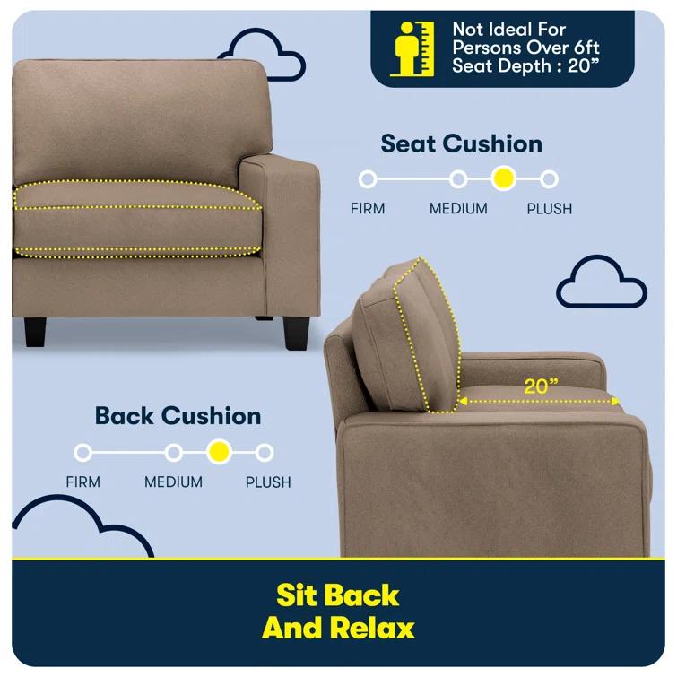 Serta Palisades 73" Track Arm Sofa, Easy Care Fabric, Soft Pillow Back, Pocket Coil Seat Cushions