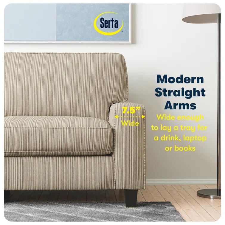 Serta Palisades 73" Track Arm Sofa, Easy Care Fabric, Soft Pillow Back, Pocket Coil Seat Cushions
