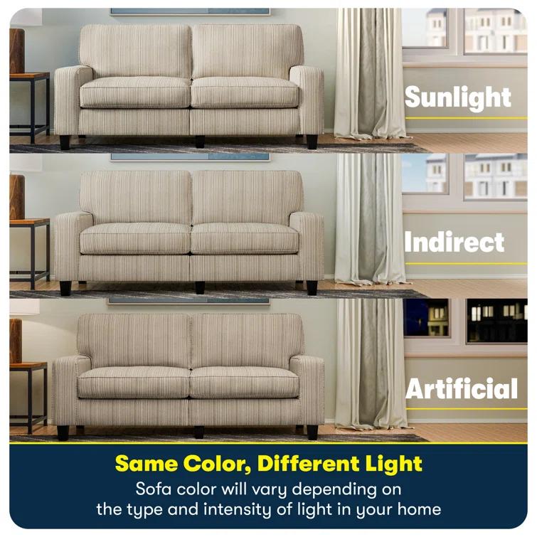 Serta Palisades 73" Track Arm Sofa, Easy Care Fabric, Soft Pillow Back, Pocket Coil Seat Cushions