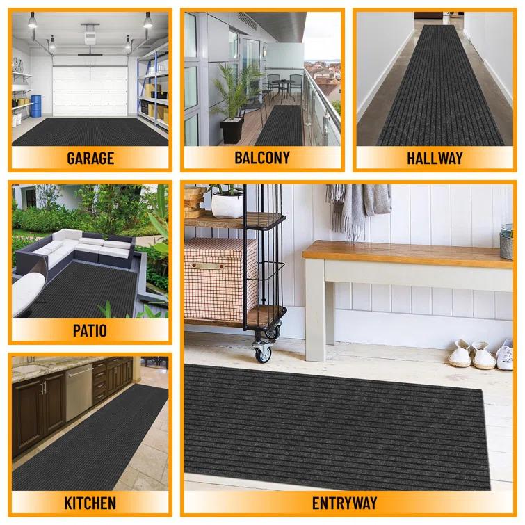 Custom Cut Non-Slip Rubberback Scrape Indoor/Outdoor Extra Long Runner Rugs for Hallway, Kitchen, Living Room, Garage, and Patio