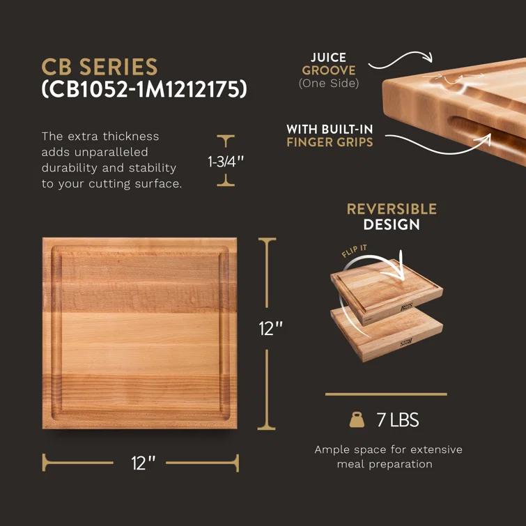 John Boos John Boos Chef's Collection Edge Grain 1.75" Maple Cutting Board with Groove