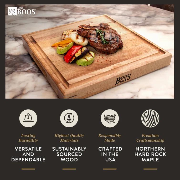 John Boos John Boos Chef's Collection Edge Grain 1.75" Maple Cutting Board with Groove