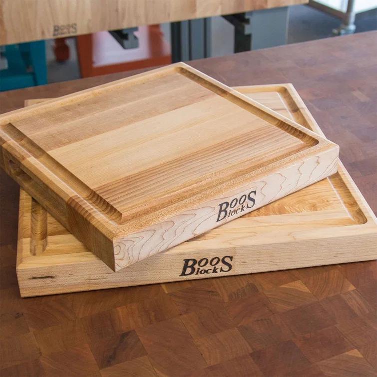 John Boos Boos Block CB Series Large Reversible Wood Cutting Board with Juice Groove, 1.75-Inch Thickness, 15" x 15" x 1 3/4", Maple